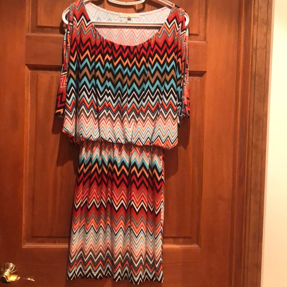 Open shoulder dress, multi color